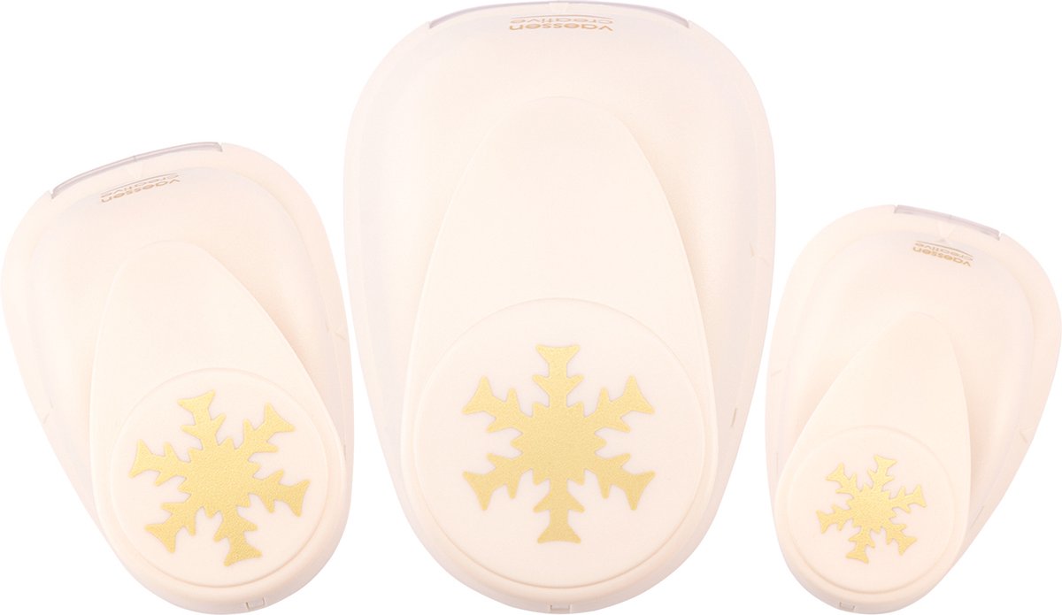 Vaessen creative pons set - figuurpons - sneeuwvlokken - 3 st. - 1,5 tot 3,7 cm