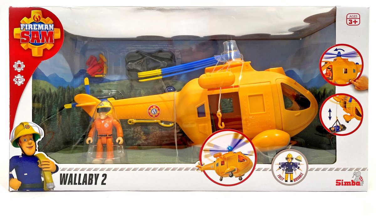 Simba - Sam el bombero - Helicóptero Wallaby II con figura