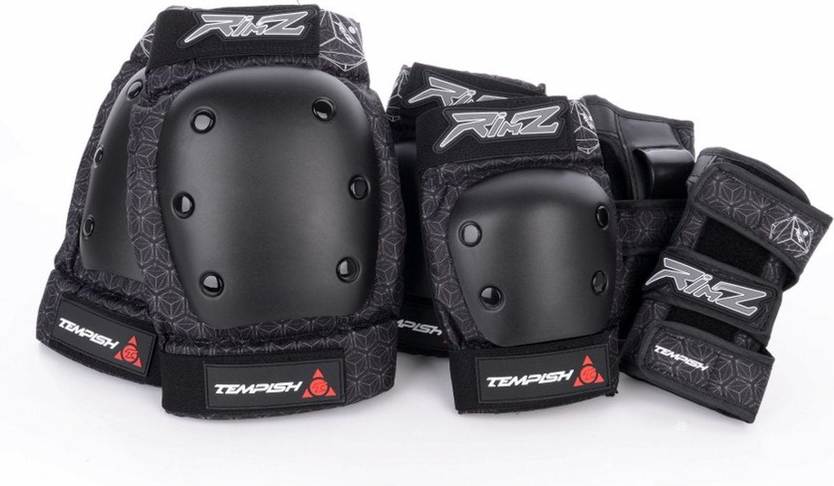 Tempish – Rimz – protección para patines – paquete de 3 – adultos – negro – juego completo de protección para patines – talla XL