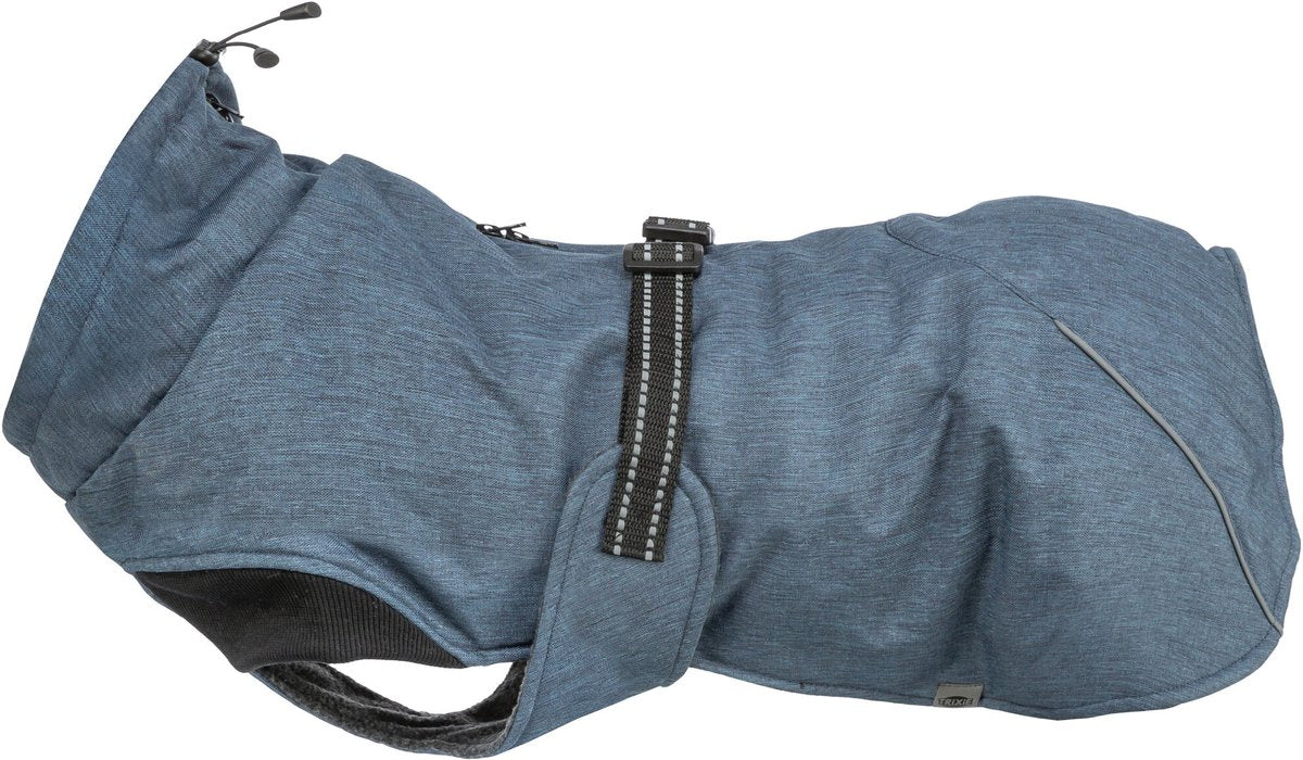 Trixie abrigo para perros - azul oscuro 50cm - repelente al agua, forro polar, elementos reflectantes