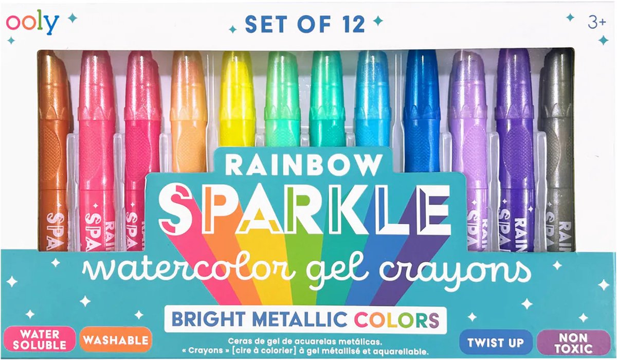 Ooly - Arcobaleno scintillante - 12 pastelli ad acquerello metallici
