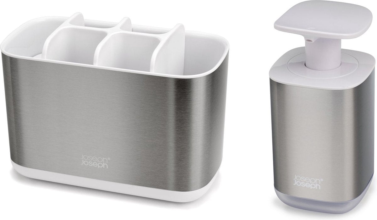 Joseph joseph badkamer organizer - badkameraccessoires - set van 2 - rvs - zilver wit