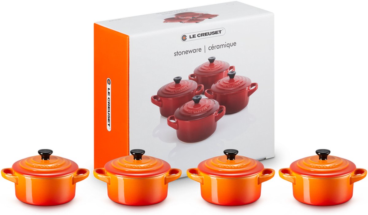 Le Creuset 4 mini casseruole 0,25 l 10 cm rosso-arancio