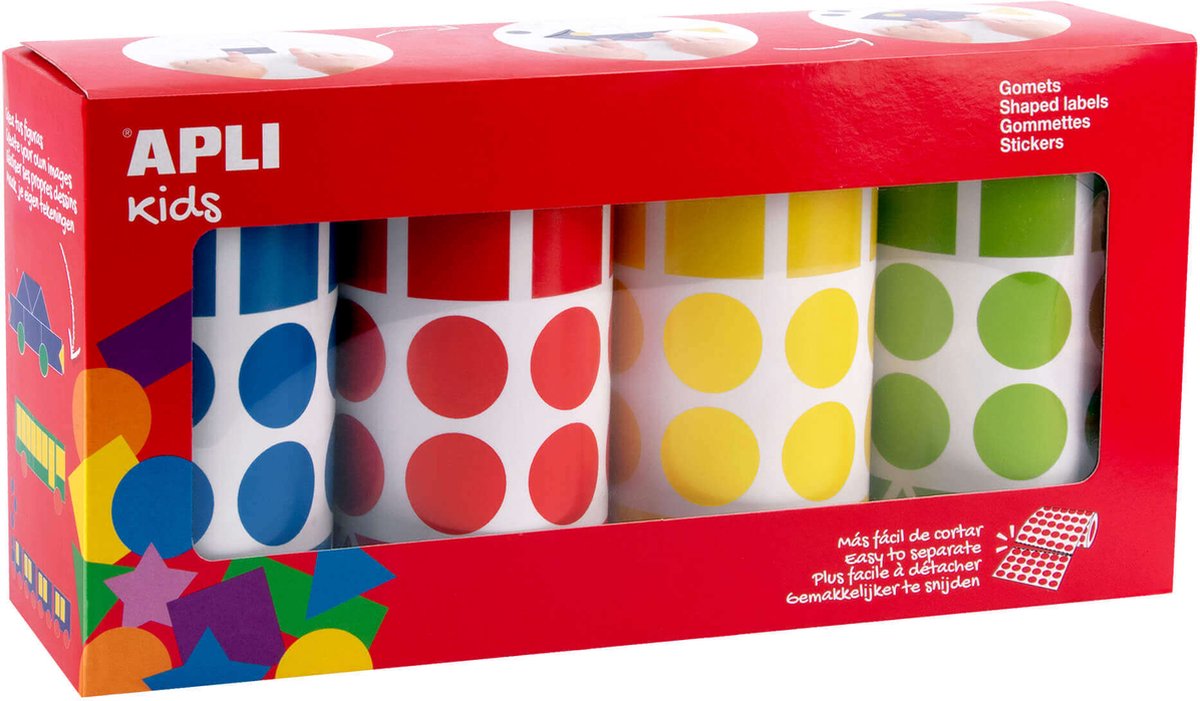 Apli bambini | adesivi colorati 3 forme - 20 mm