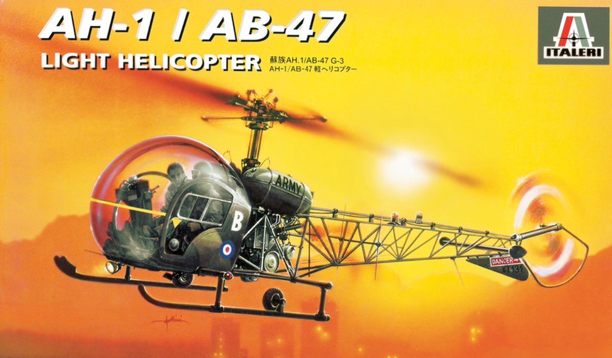 Maqueta Italeri vehículos militares - 095 bell ah-1 ab-47 - helicóptero de plástico - 1:72 - fabricación de modelos