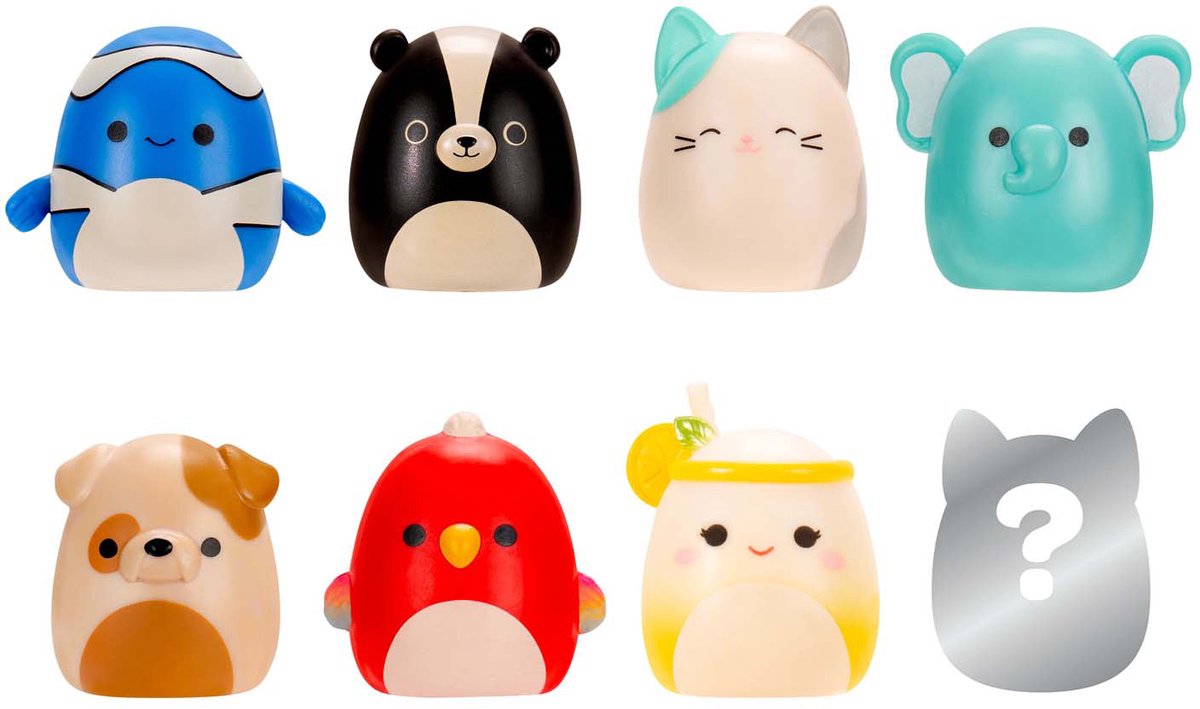 Jazwares squishmallows - personaggi giocattolo squish-a-long stile 4 - 8 pezzi.