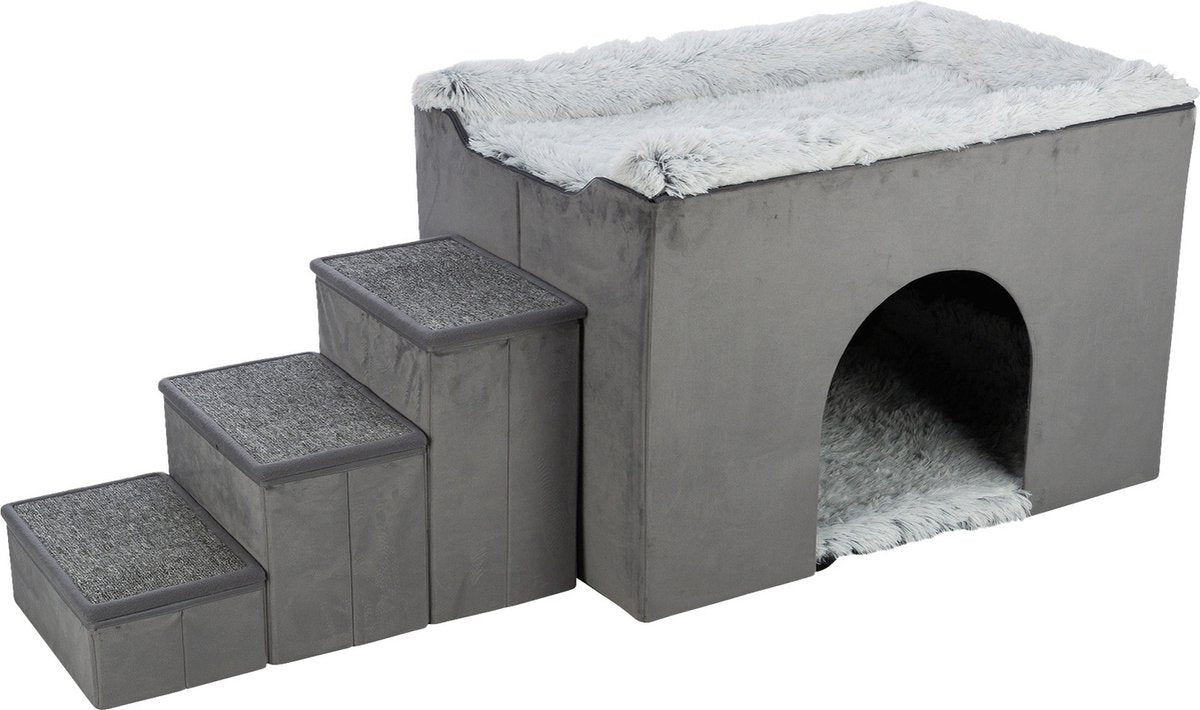 Trixie - hondenmand - huis - harvey - met trap - grijs - wit - 119x50x47 cm