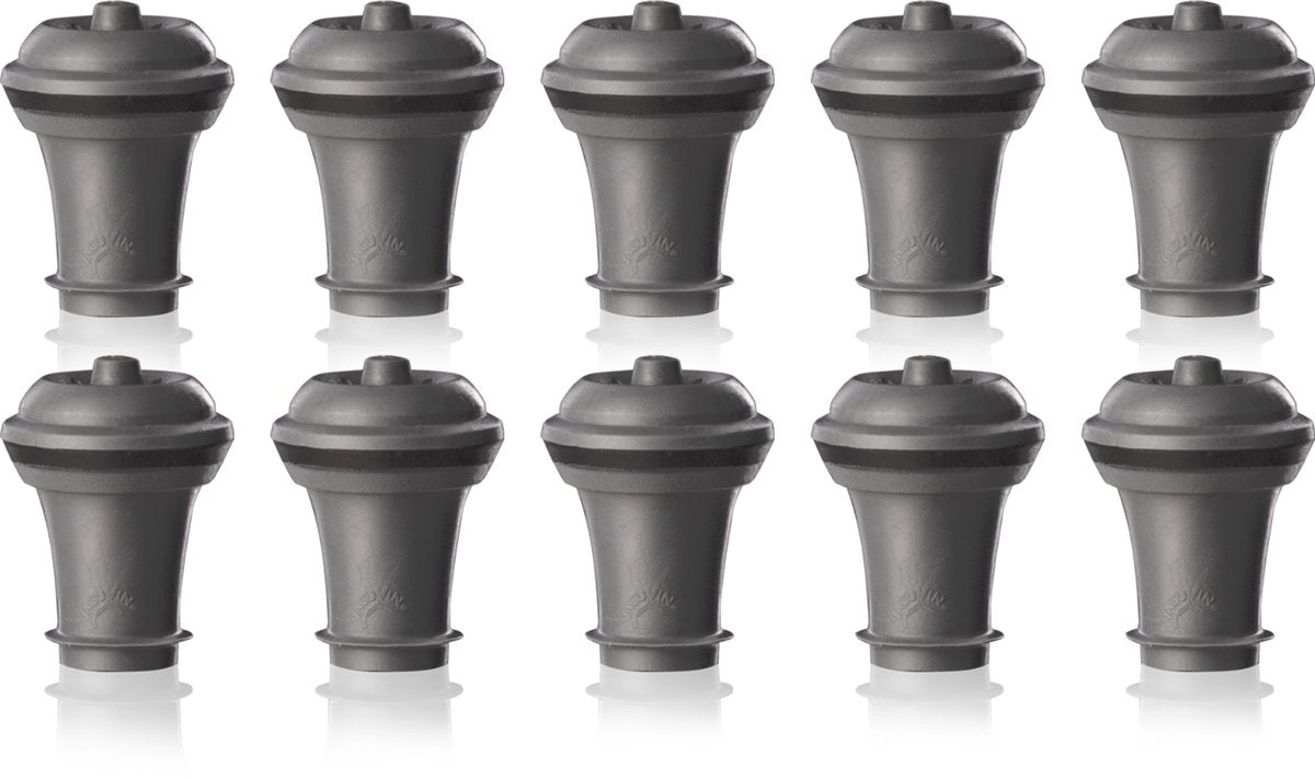 Vacuvin vacu vin wijnstoppers set van 10 – reserve afsluitdoppen voor wine saver – herbruikbaar – grijs