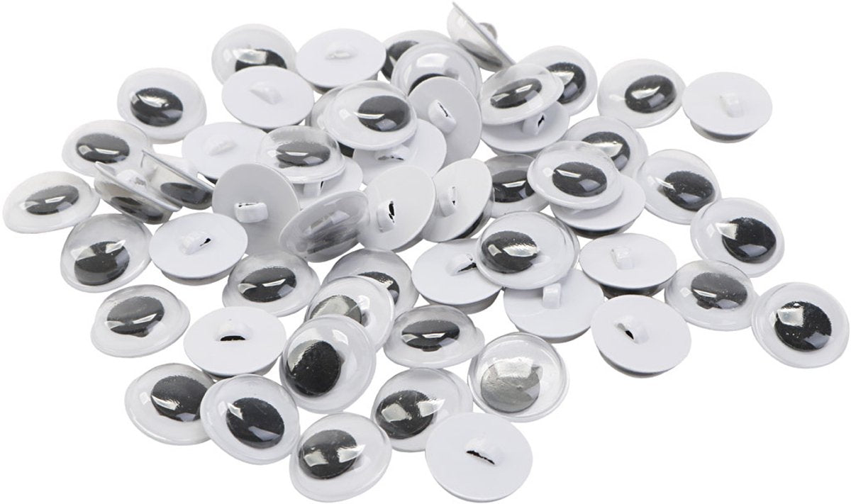 Creativ Company Wiebelogen, Opnai, Dim 10 mm, 50 pares, 100 piezas 1 bolsa