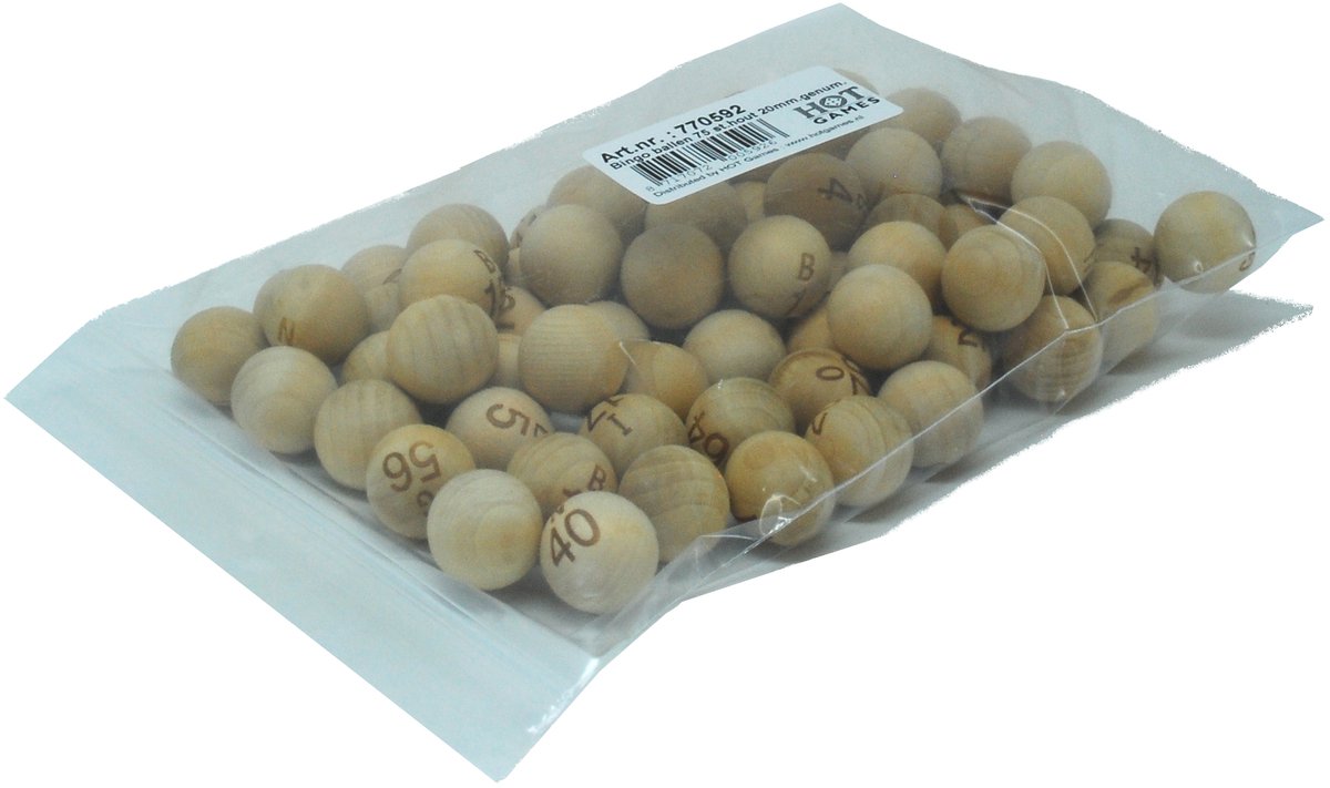 Hot games bingo ballen 75 st.hout 20mm.genum.