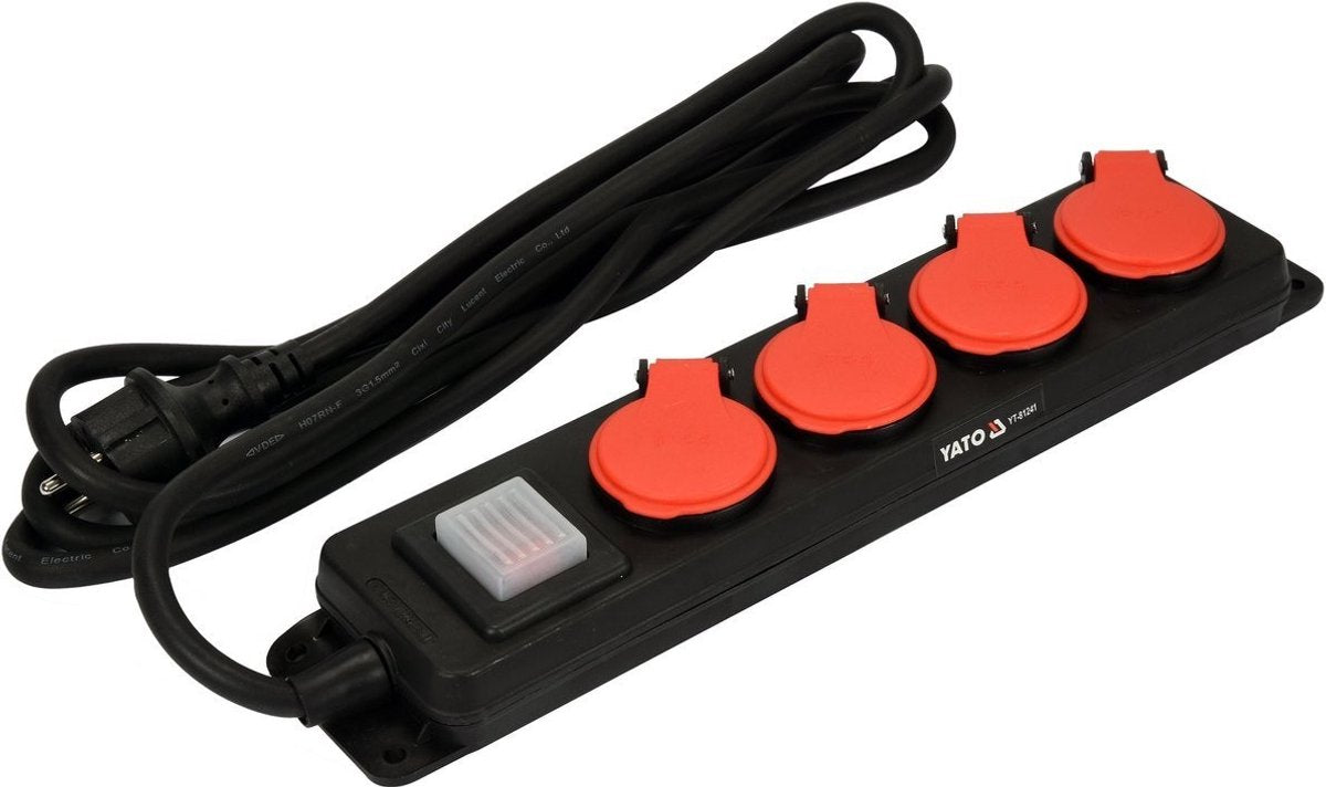 Yato yt-81241 - cable de extensión - 4 tomas de corriente - 3m - ip44