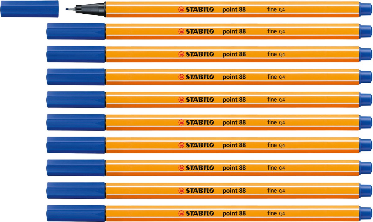 Stabilo point 88 - fineliner premium - fine 0,4 mm - blu - scatola da 10 pezzi