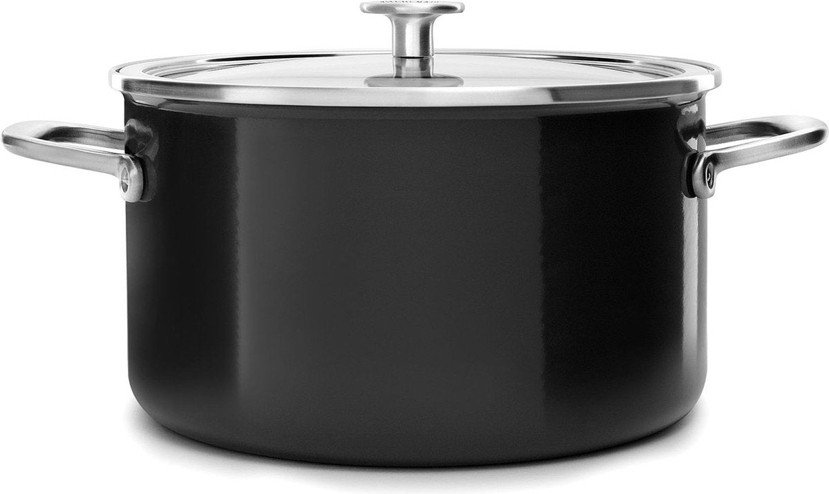 Kitchenaid steel core enamel kookpan - 24 cm - 6l - black