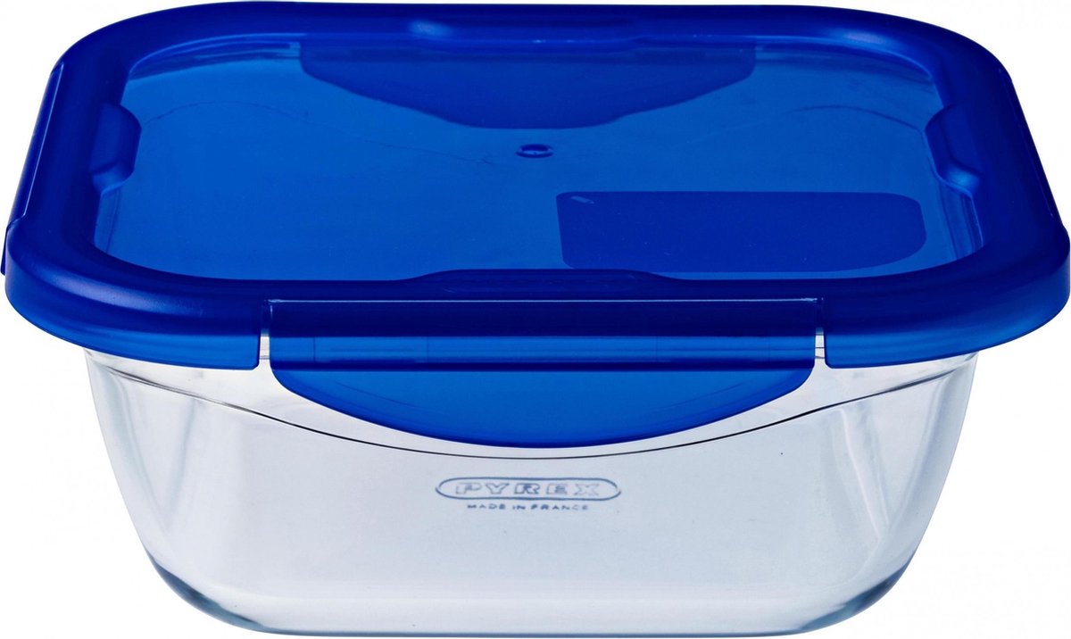 Pyrex - ciotola cook go quadrata con coperchio 1,9 litri - trasparente