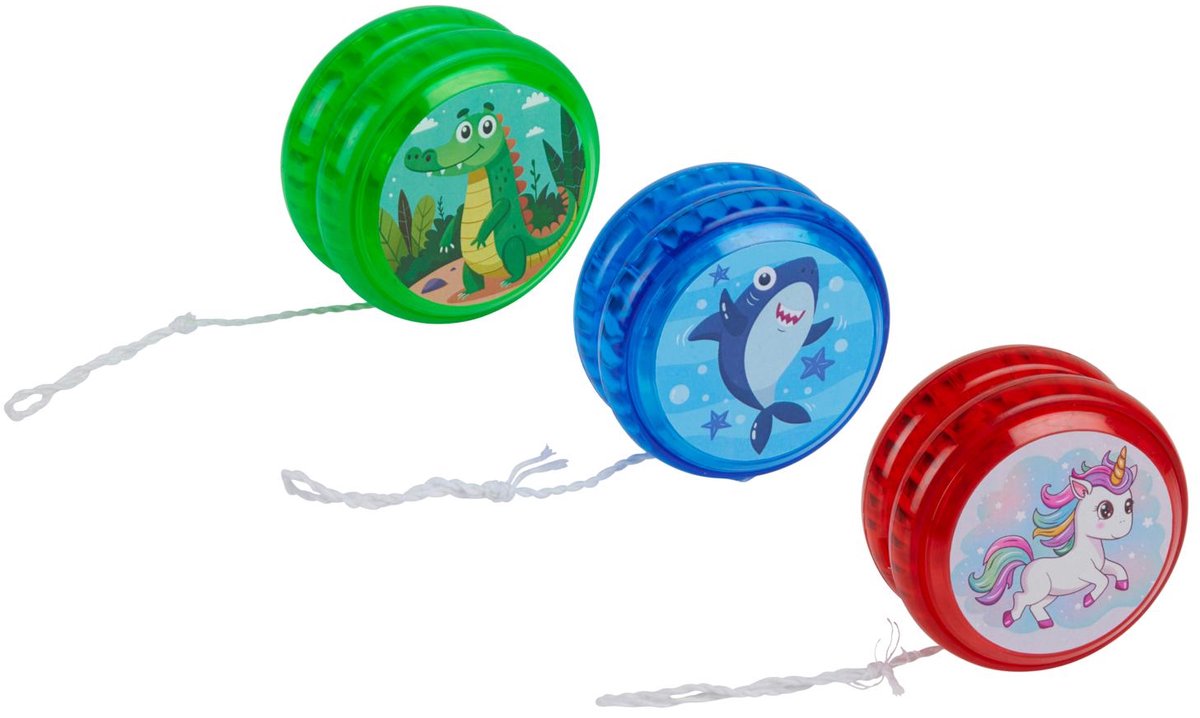Eddy toys yo‑yo 5 cm met 100 cm koord – classic yo‑yo met knipperlicht – willekeurige kleur print speelgoed – compact handspel – leuk cadeau voor kinderen - 1 willekeurige kleur
