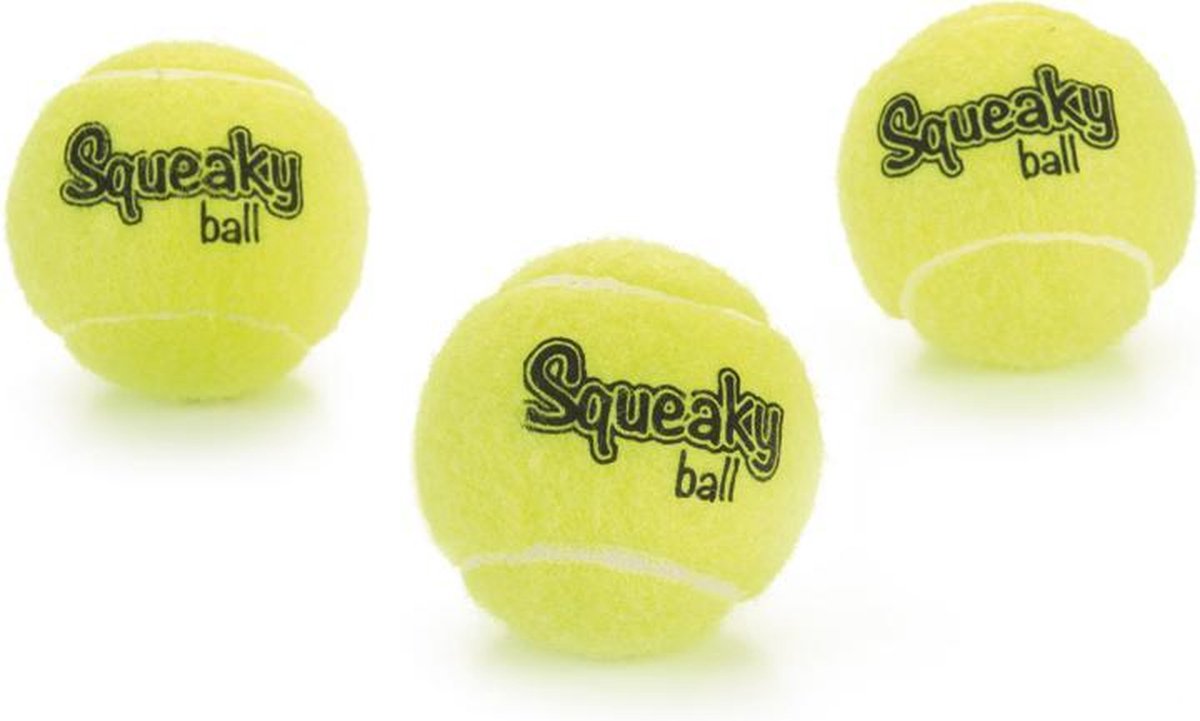 Pallina da tennis Beeztees - con squeaker - giocattolo per cani - 6,5 cm - 3 pz
