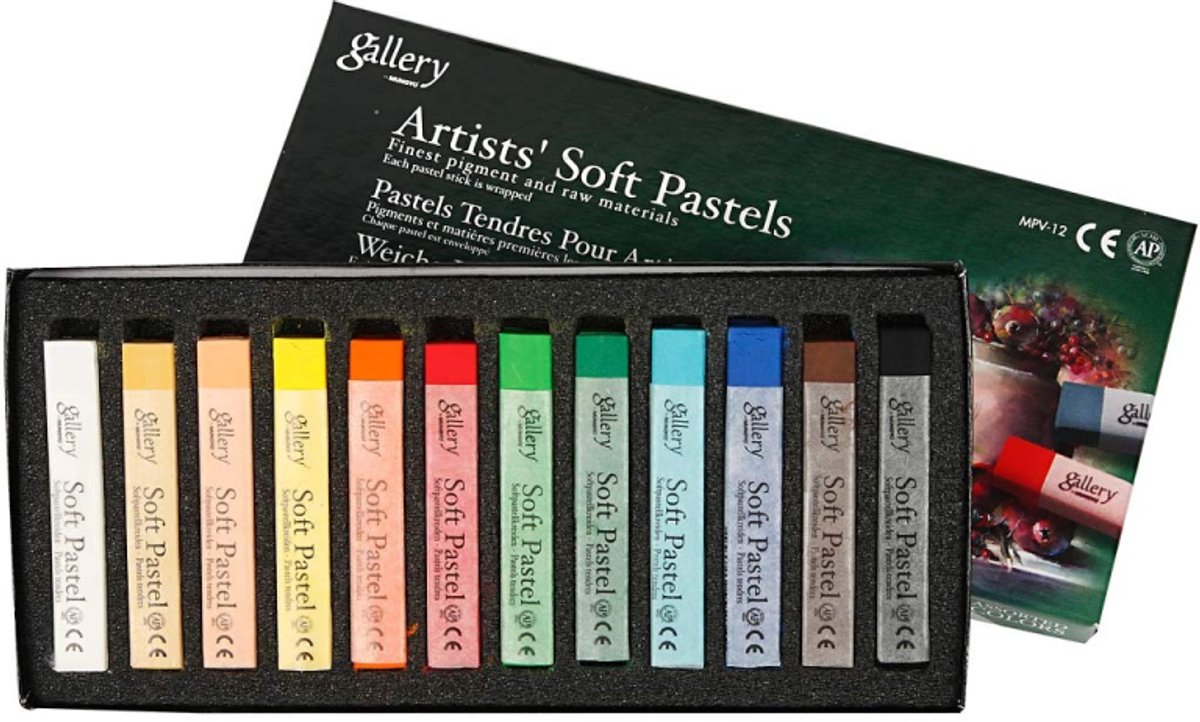 Mungyo gallery set pastelli morbidi, l: 6,5 cm, spess. 10 mm, vari colori, 12 pezzi 1 scatola