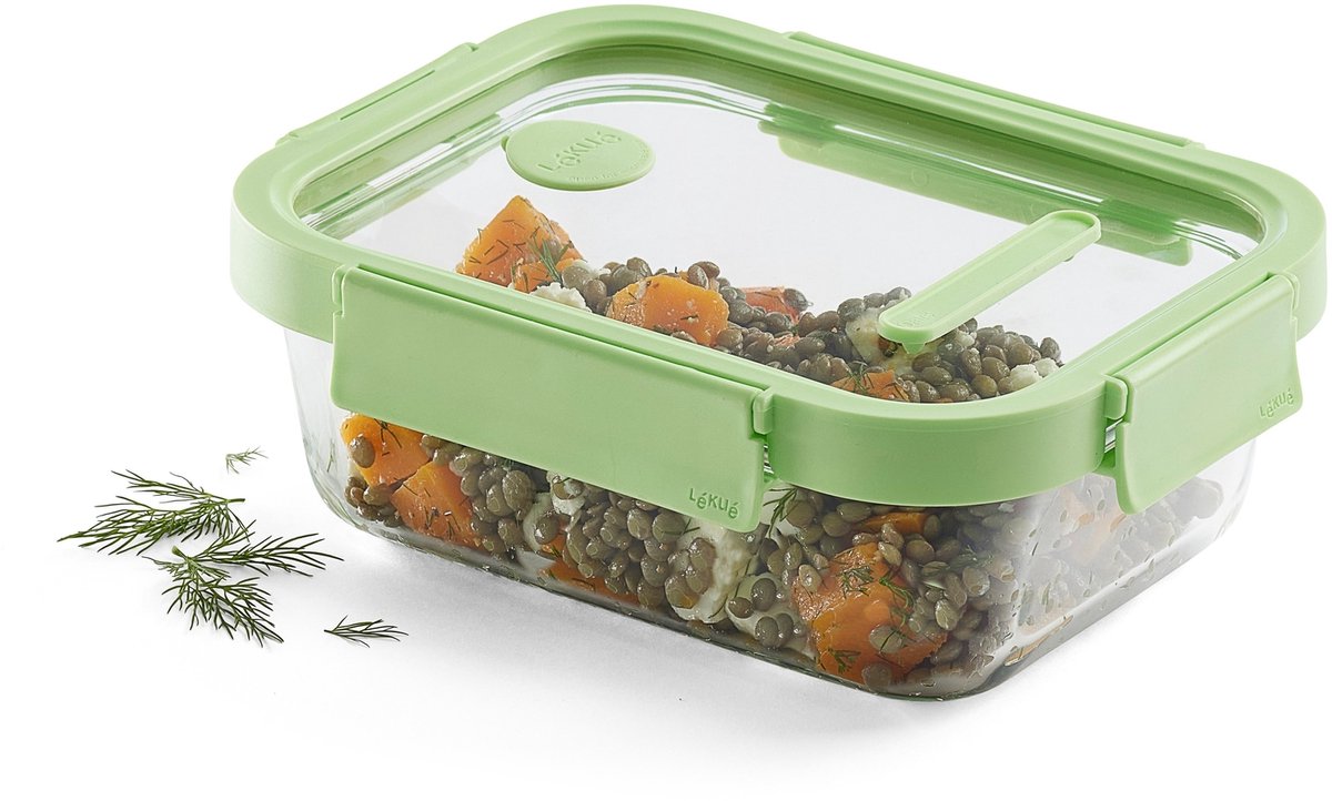 Contenitore per alimenti Lékué in vetro 1520 ml - rettangolo - verde