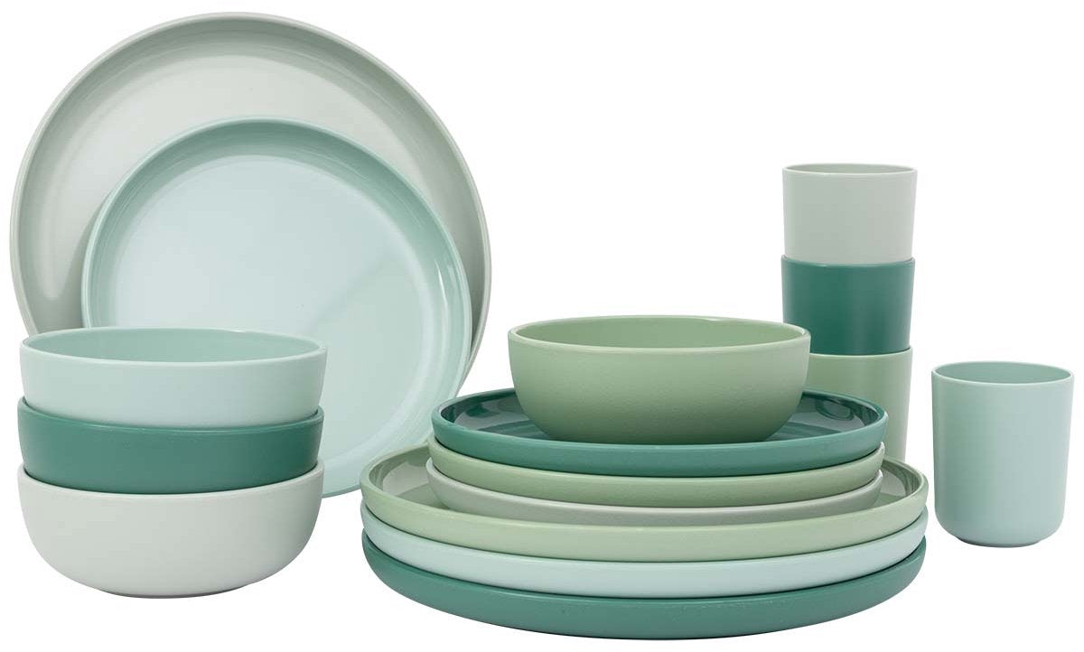 Stoviglie Bo-camp - dune - rpet - verde - 16 pezzi