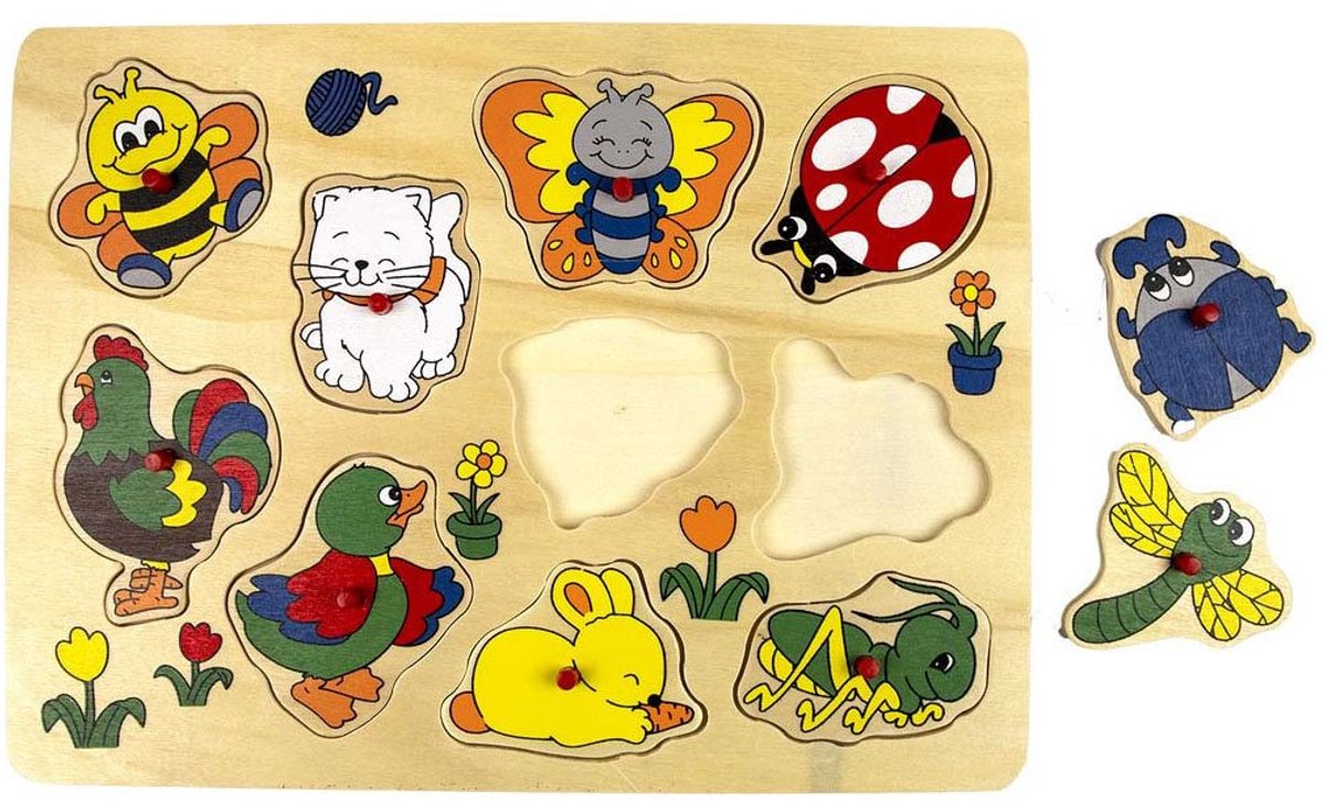 Playwood Wooden Stalls Puzzle Animals in casa, 10st