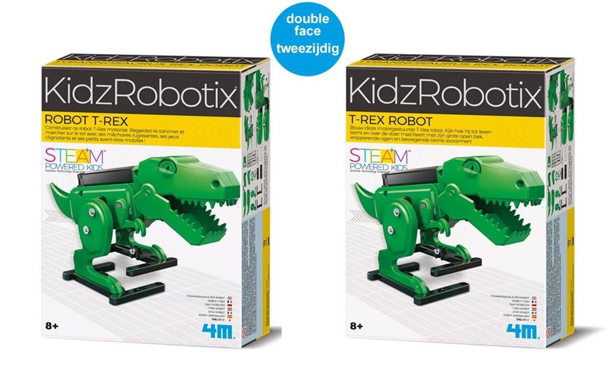 4m scienza e giochi - costruisci il tuo robot t-rex - meccanica del kit di costruzione - kidzrobotix - 8+