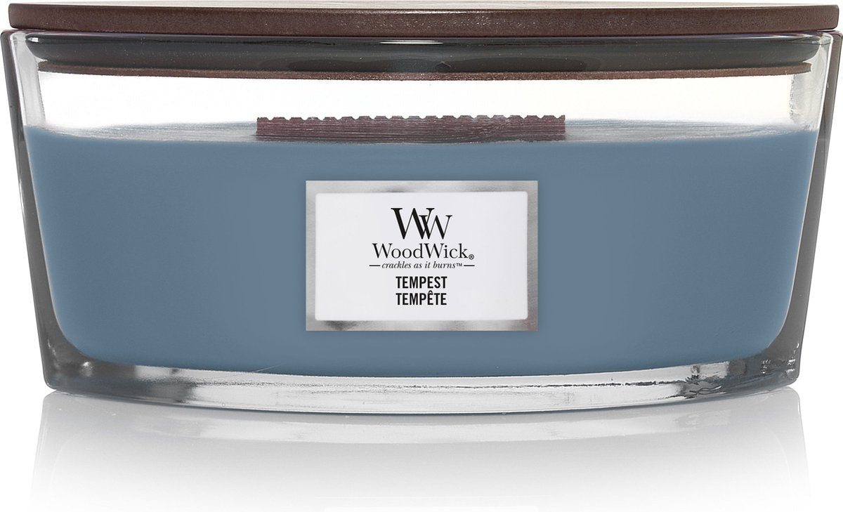 Vela perfumada Woodwick Heartwick Flame Ellipse - Tempest - 50 horas de combustión
