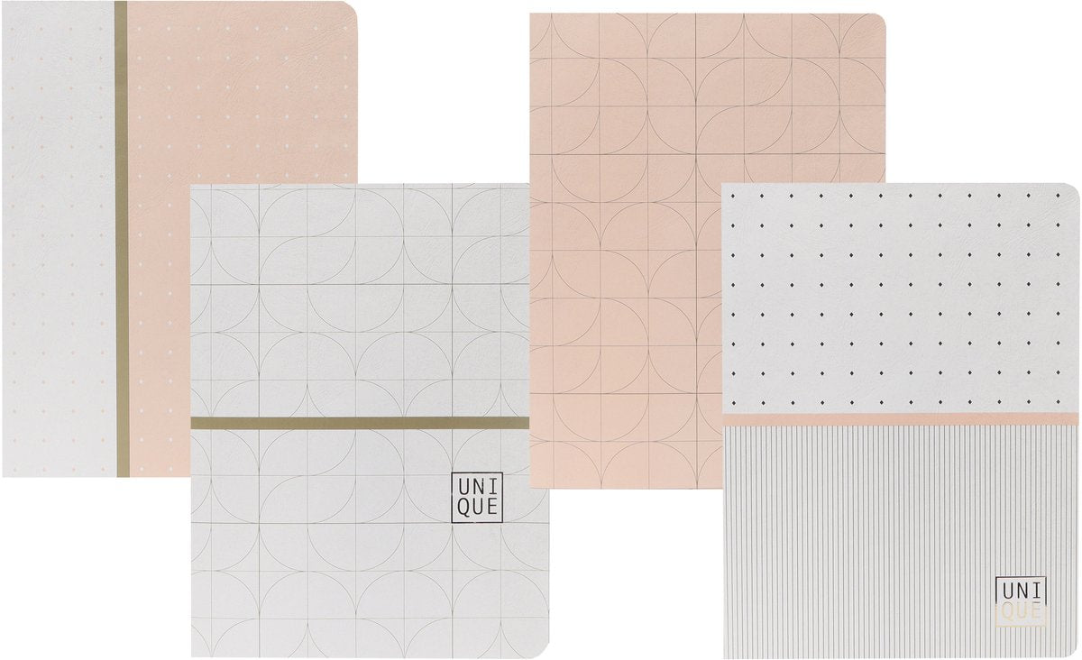 Quaderno Ancor unico linea a4 48 fogli 90 grammi termoretraibile 4 pezzi rosa e bianco - an-121865-c