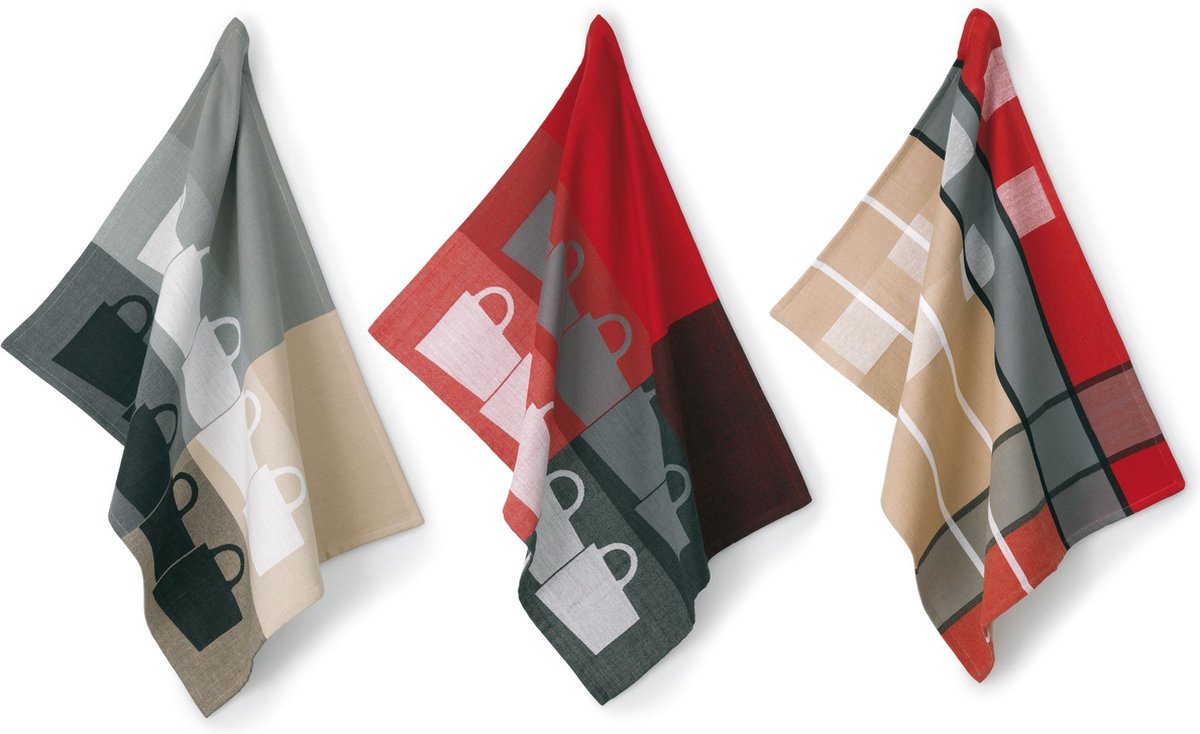 Kela cucina - set di strofinacci tabea da 4 - plastica - grigio