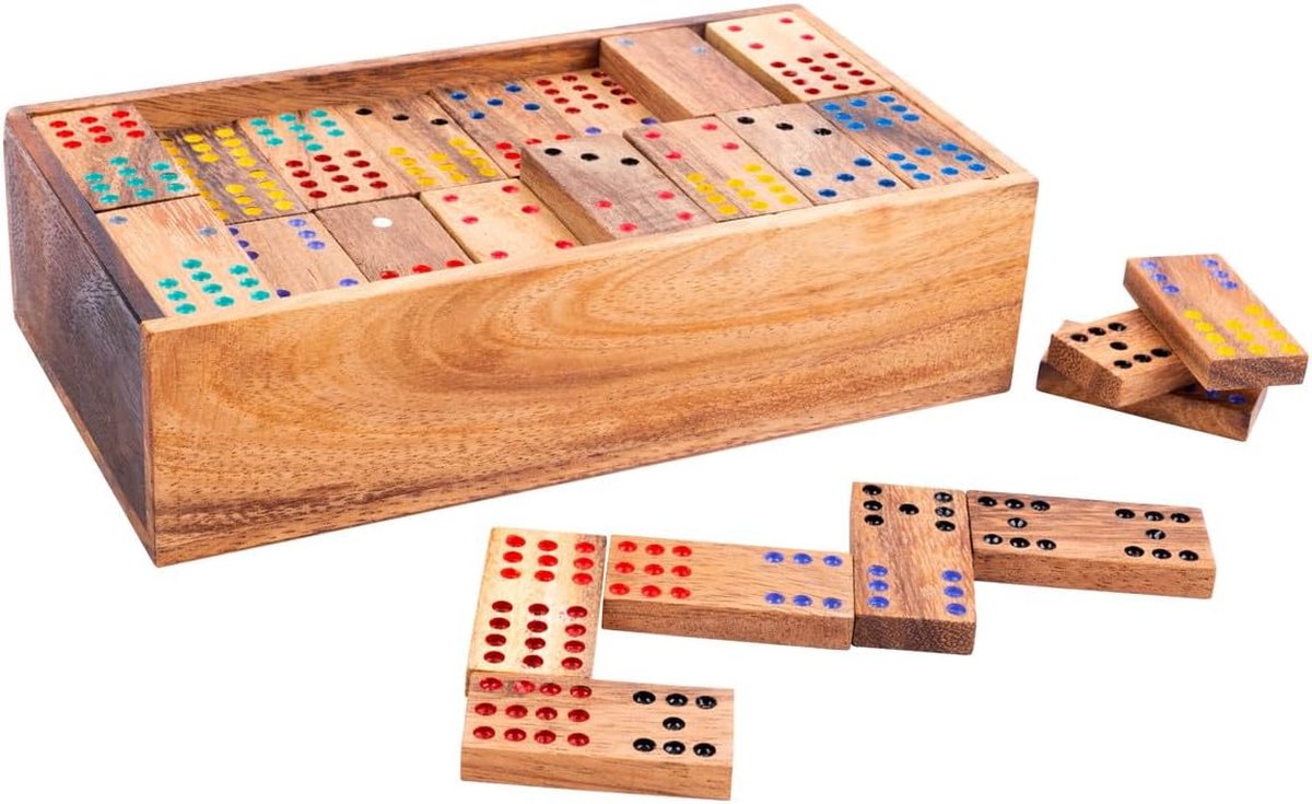Engelhart domino 12 – gioco del domino in legno – classico gioco da tavolo – gioco di pensiero strategico – da 2 a 8 giocatori – legno di acacia –