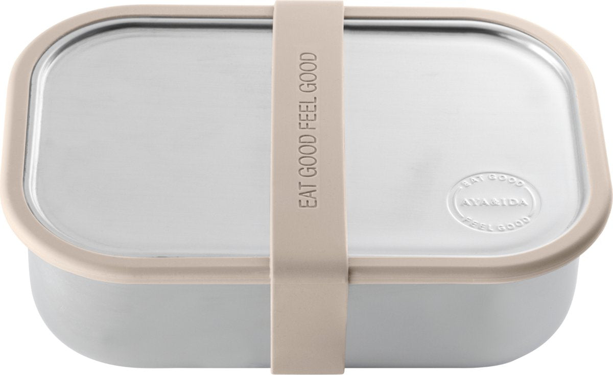 Aya ida aya ida - lunch box - opbergdoos - meenemen - brood - 1000ml - cream beige