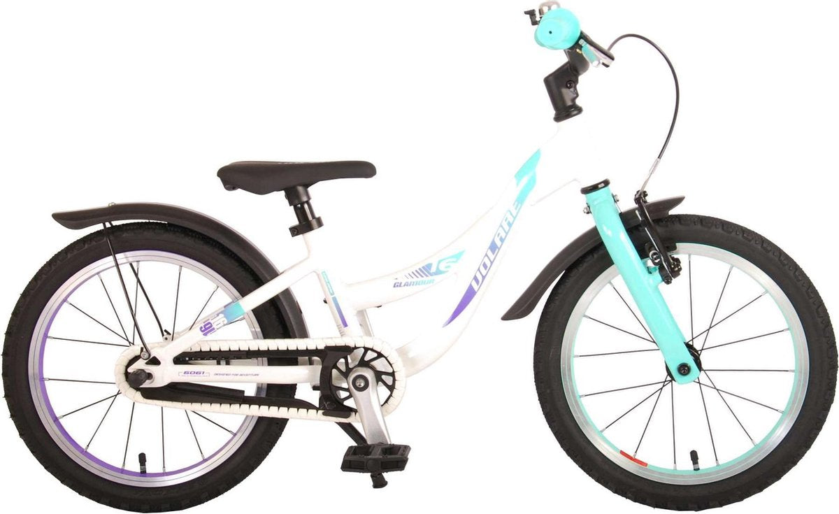 Volare Glamour Kinderfiets - Meisjes - 16 inch - Wit Mint Groen - Prime Collection