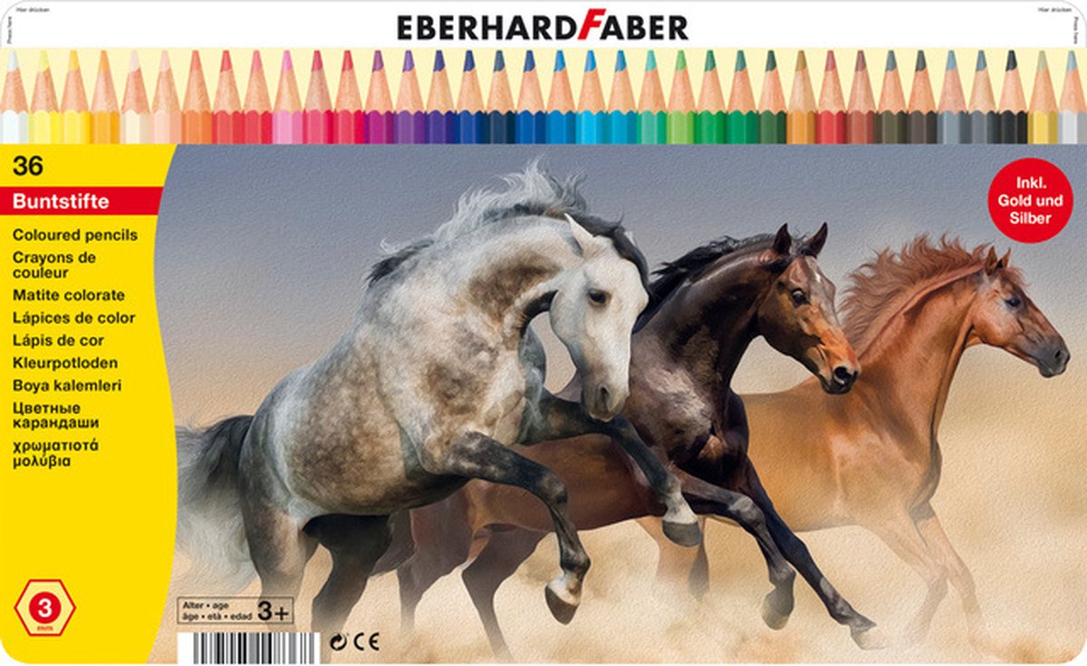 Matite colorate Eberhard faber - classiche - 36 pezzi - custodia in metallo - ef-514836