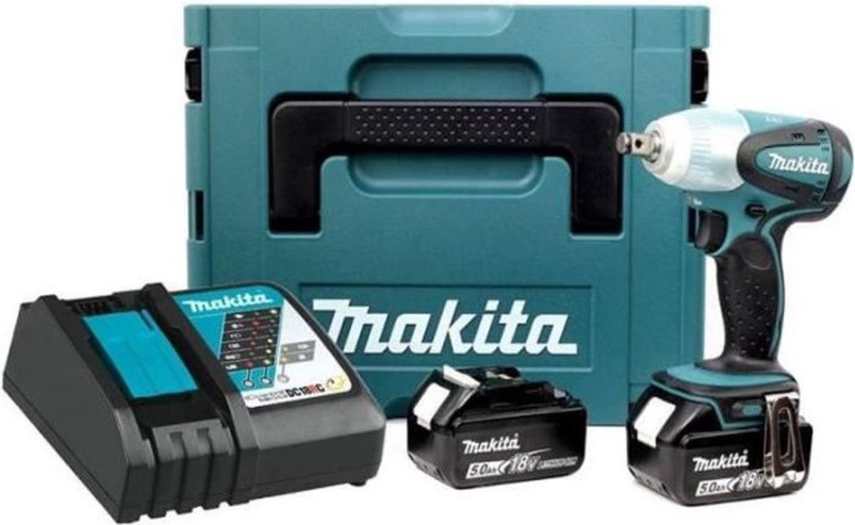 Makita dtw251rtj Juego de llaves de impacto con batería de iones de litio de 18 V (2 baterías de 5,0 Ah) en mbox - 230 nm - 1 2