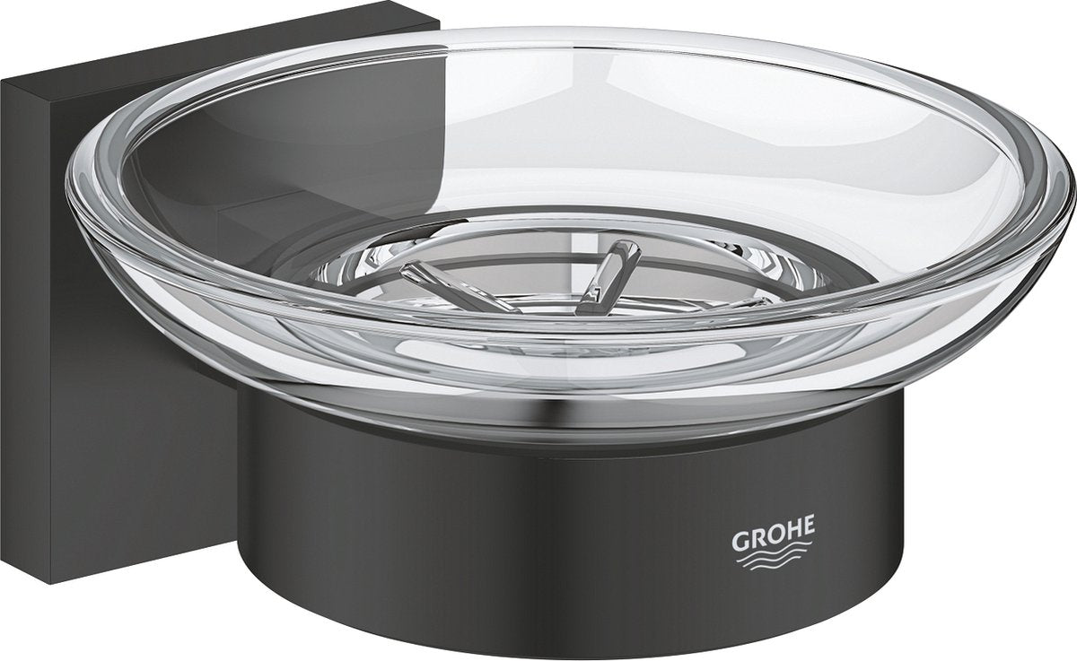 Portasapone Grohe Quickfix Start Cube con supporto - nero opaco
