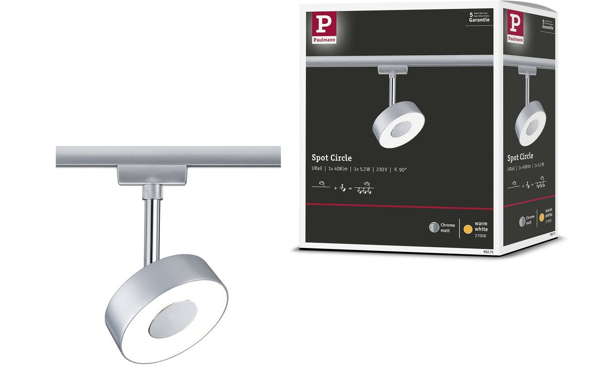 Paulmann urail rail spot círculo 250lm 5.3w 2700k 230v cromo mate