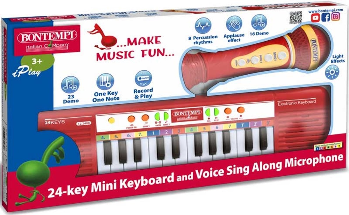 Bontempi spa botempi teclado de juguete con micrófono de karaoke - educativo.