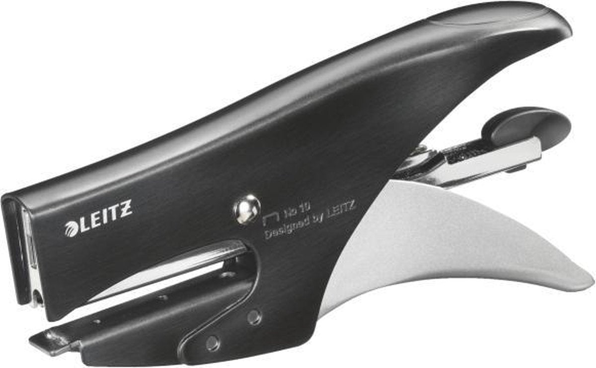 Grapadora estilo Leitz con carga trasera - grapa hasta 15 hojas - negro satinado