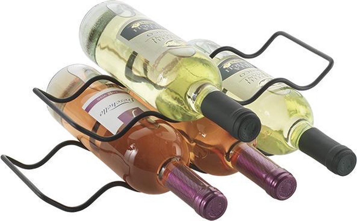Metaltex - juego de 2 portabotellas - botellero - wave 20 - negro mate - para 8 botellas de vino (0,75 litros)