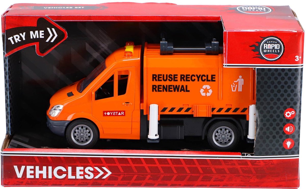 Ruote rapide camion della spazzatura con luce, suono e attrito
