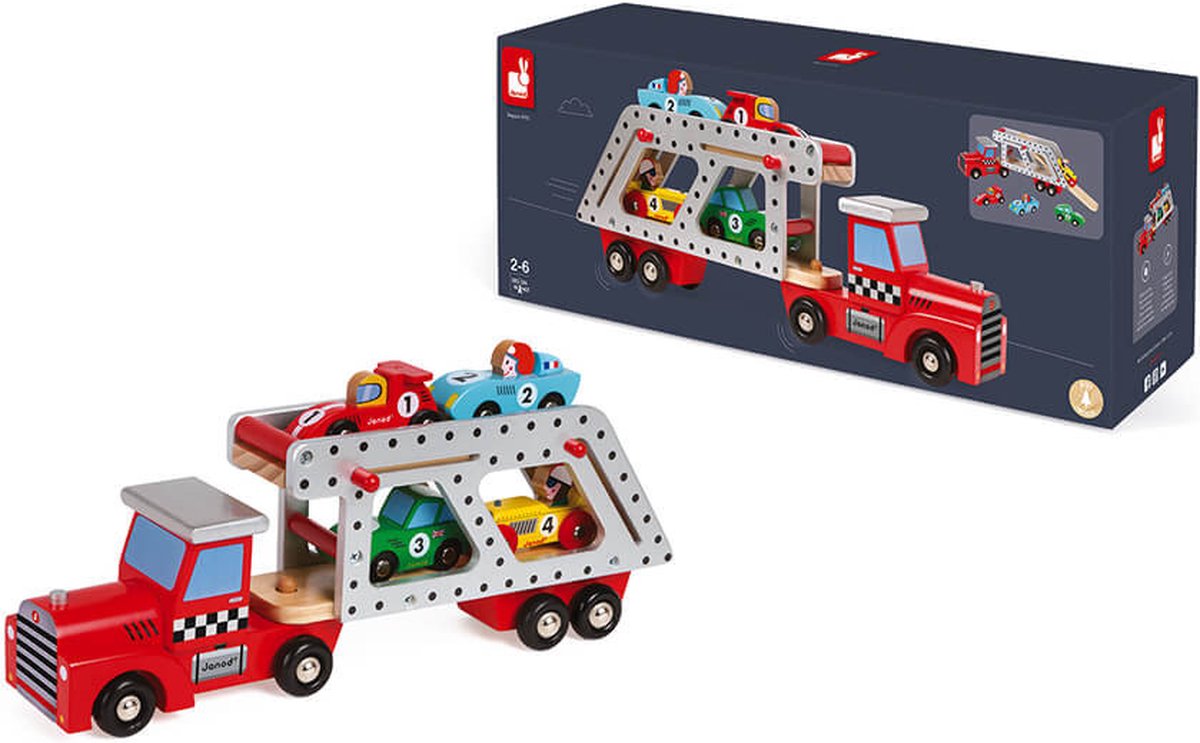 Janod - storia - camion bisarca con auto da corsa