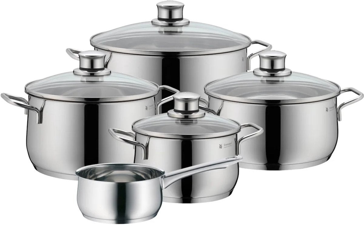 WMF diadem plus - juego de sartenes - 5 piezas - apto para inducción - acero inoxidable - tapas incluidas
