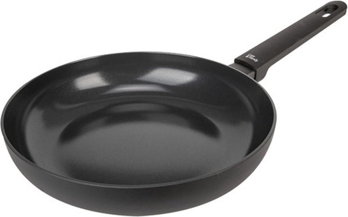 Cosy trendy full black wok - ø28cm - pfas-vrij – inductie wokpan - vaatwasserbestendig – snelle opwarming – koudgrepen - zonder deksel – zwart non-stick