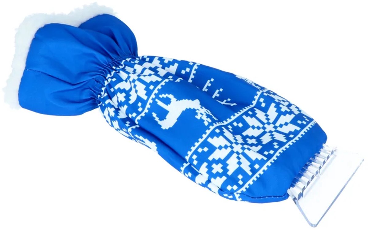 Carpoint ijskrabber met handschoen blauw+print
