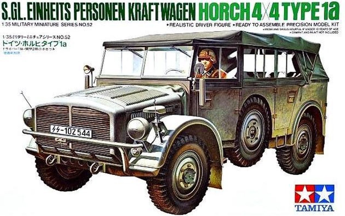 Tamiya modelbouwpakket militaire voertuigen - 35052 german horch 4x4 type1a vehicle plastic - 1:35 - modelbouw