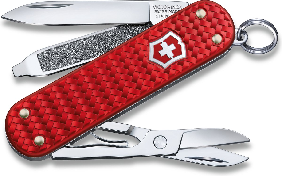 Coltello tascabile classico Victorinox in alox prezioso - rosso iconico - 5 funzioni