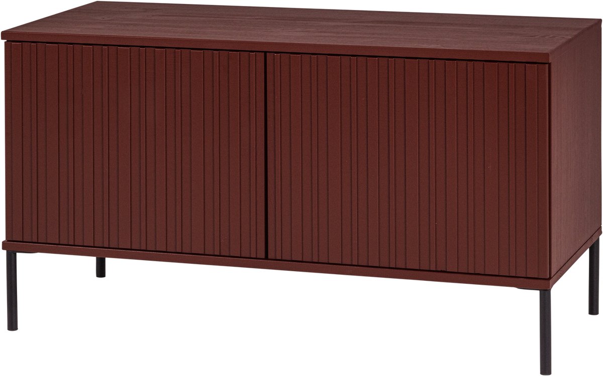 Mobile TV in legno nuova incisione - pino - rosso bordeaux - 56x100x44