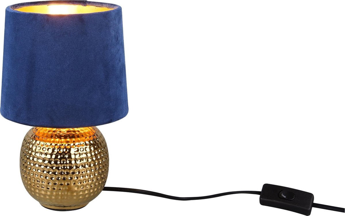 Rl vivi la tua realtà luminosa sophia - lampada da tavolo - oro - escl. 1x e14 40w - interruttore a cavo - paralume blu