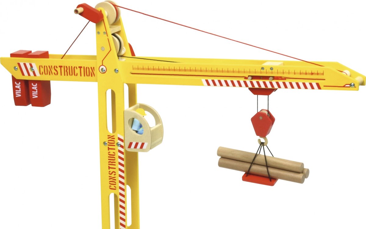 Grúa de juguete grande Vilac de madera con accesorios incluidos - 80cm h.