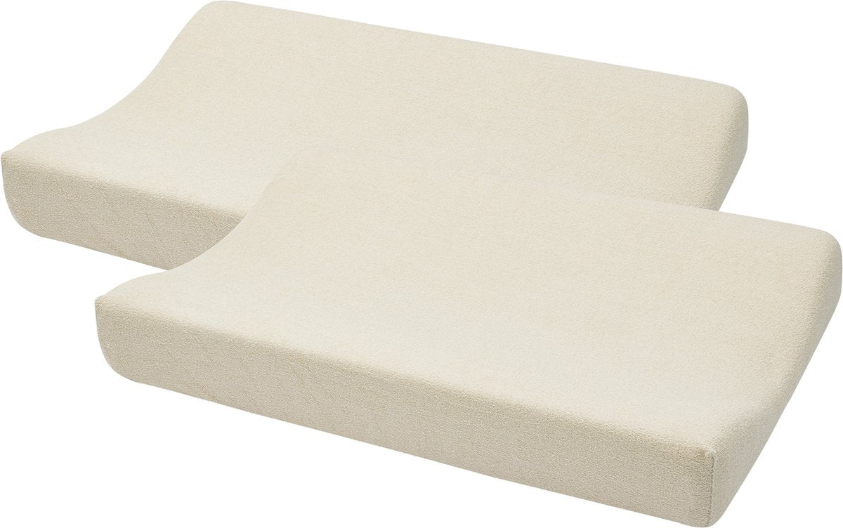 Meyco baby uni aankleedkussenhoes - 2-pack - badstof - soft sand - 50x70cm