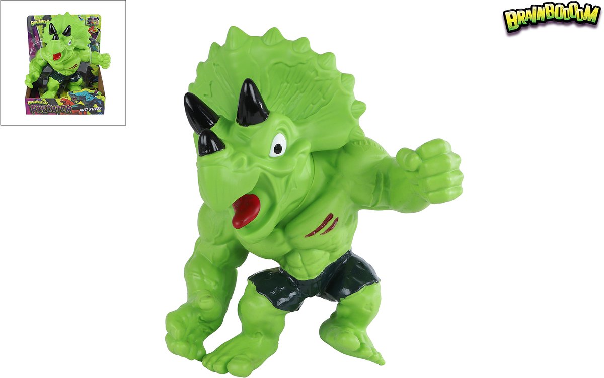 Brainboooom stretch mostro predatore dinosauro verde, 22 cm